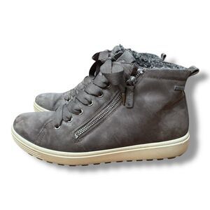 ECCO Soft 7 Tred Gore Tex Grey Leather Sneaker Boots Zipper Womens 40 US 9